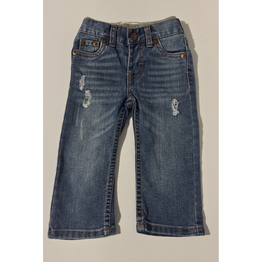 Levis Toddler Boys Distressed Medium Wash Straight Leg Denim Jeans Size 12M